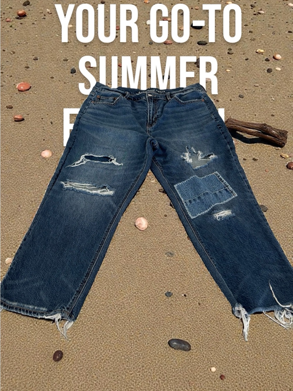 American Eagle Outfitters Women's Jeans Size 16 High-Rise Distressed Short Y2K